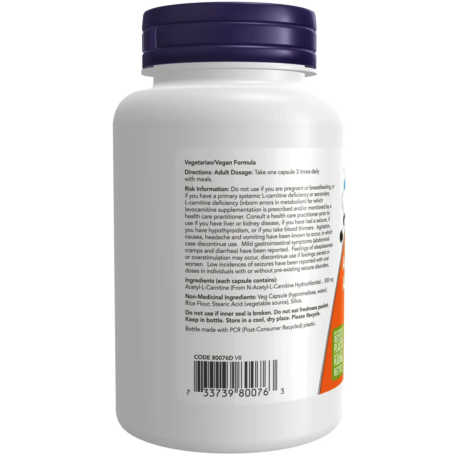 Now Acetyl L-Carnitine 500mg 100 Veg Capsules - Image 3