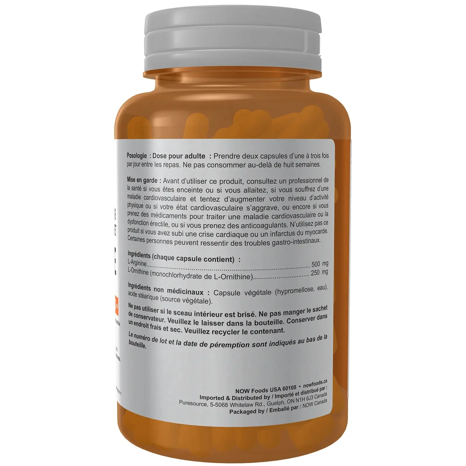 Now Arginine & Ornithine 500-250mg 100 Capsules - Image 3