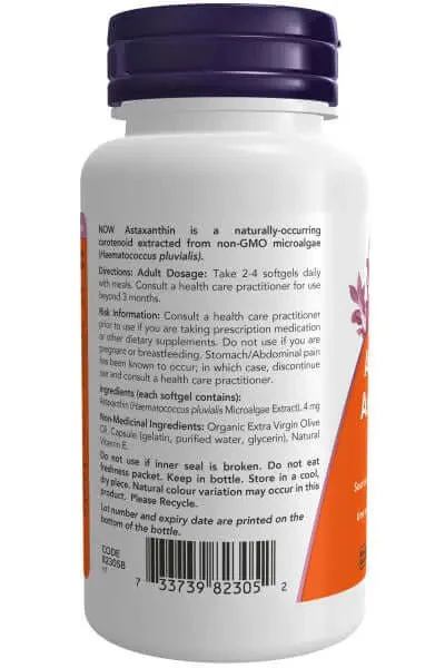 Now Astaxanthin 4 mg 90 Softgels - Image 3
